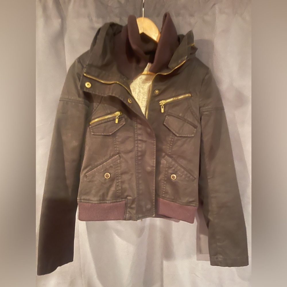 Theory womens bomber jacket with shearling inside